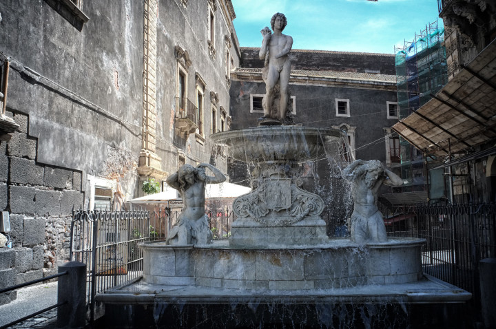 Catania da vedere: foto della fontana dell'Amenano.